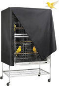 Bird Cage Cover, Pet Bird Cage Cover for Night Heavy Duty Oxford Cloth with Coating Layer, Universal Shade for Parakeet, Parrots, Cockatiel, and Small Animals, Without Cage(Black, 38x24x48in)