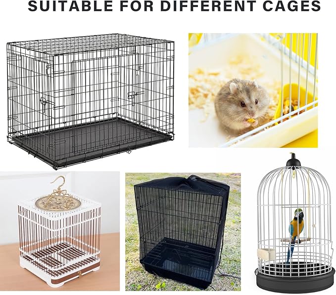 Bird Cage Cover, Parakeet Cage Acessories Adjustable Seed Catcher Birdcage Seed Catcher Birds Cage Netting Bird Cage Mesh Cover for Bird Cages (Black)