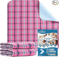 OUTCREATOR® Washable Bed Pads 34" x 54" (Pack of 2) for Incontinence Mattress Protector, Reusable Underpads for Elderly, Adults, Kids, Pets with Anti-Slip Bottom (Pink Plaid)