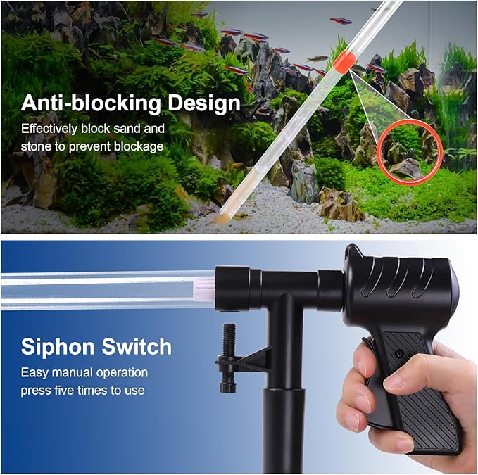 Fish Tank Cleaner Kit, Gravel Vacuum for Aquarium, Fish Tank Aquarium Vacuum Gravel Cleaner, Aquarium Siphon with Magnetic Fish Tank Glass Cleaner, Aquarium Cleaning Tools Water Changer