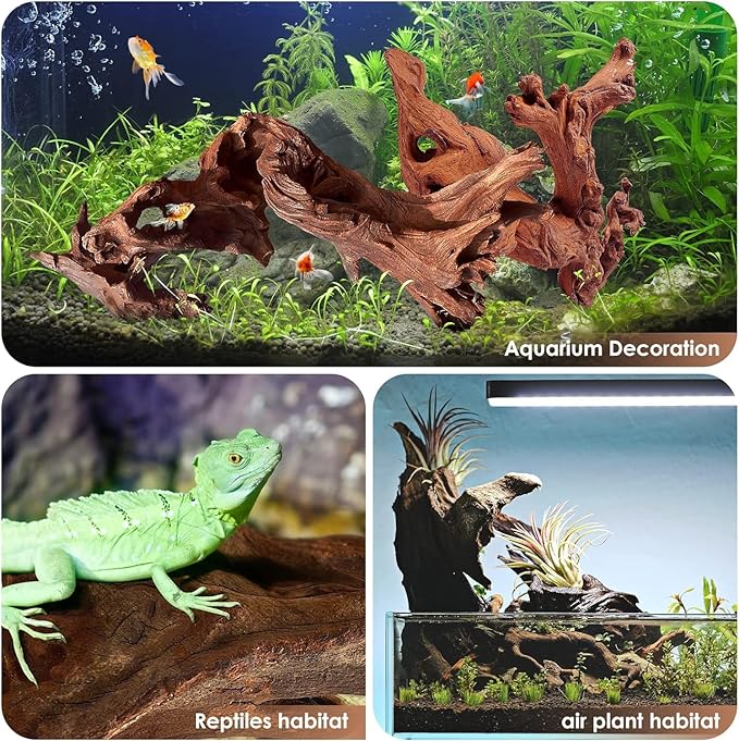 Jorewood Natural Large Aquarium Driftwood for Fish Tanks & Reptile Terrariums – 100% Safe Fish Tank Decorations, Unique Twisted Branches 1-Piece 13-17 Inch Low Tannin, Easy to Sink