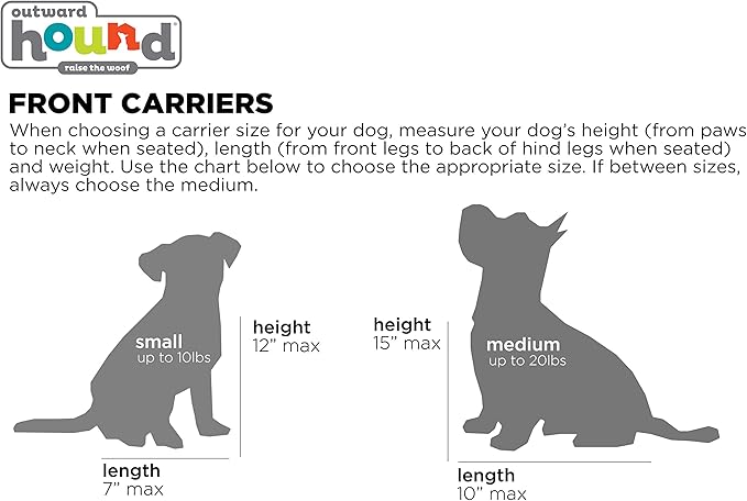 Outward Hound PupPak Dog Front Carrier, Small, Grey – Hands-Free Hiking & Camping Pet Backpack for Small Pets up to 10 lbs, Padded Straps, Breathable Mesh, Water-Resistant, Safety Clip