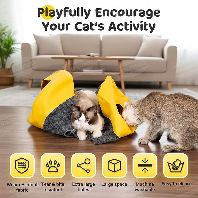 Cat Play Bag Collapsible Cat Tunnel Activity Center Mat Play Rug Cats Activity Adventure Carpet Cats Bags Drill Sleeping Bag Crinkle Bags for Indoor
