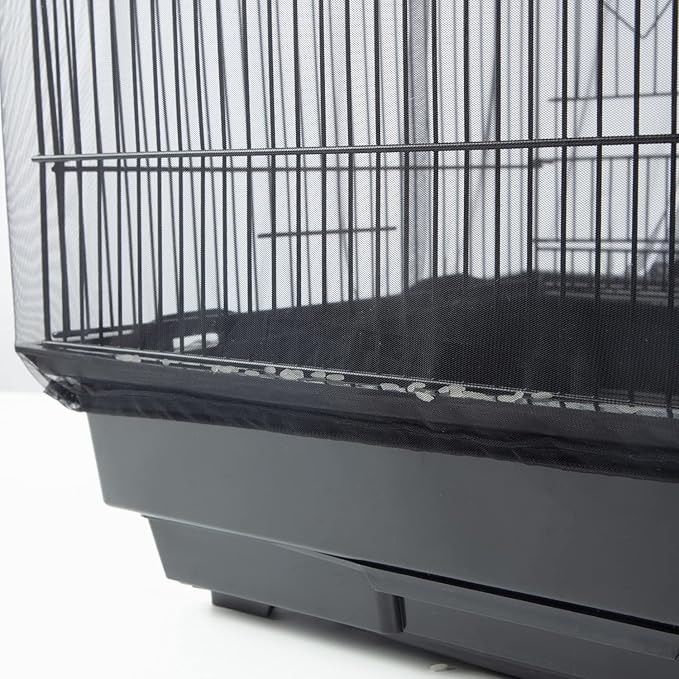 Bird Cage Netting Seed Catcher Adjustable Bird Cage Skirt Seed Catcher Large Soft Breathable Mesh Catchers for Indoor Round Square Cages (Circumference 80 inch to 118 inch)