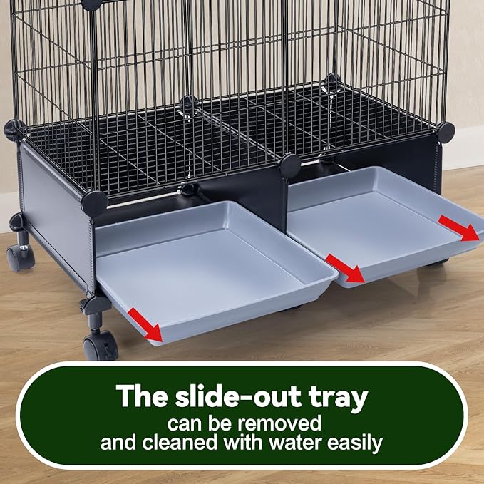 Upgraded Encrypted 46-Inch Bird Cage, with Wooden Perches, Metal Parakeet Cage with Slide-Out Tray, Water Bottle&Feeder, Bird Cages for Parrot,Parakeets,Cockatiel,Lovebird,Small Mid-Sized Birds