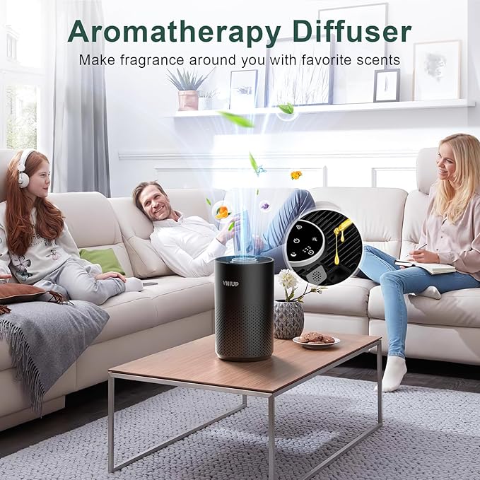 Air Purifiers for Bedroom Home up to 1250 ft², Vniup H14 True HEPA Room Air Purifiers for Bedroom, with Fragrance Function Sleep Mode& Light Mode Air Cleaner for Pet Dander Odor Dust Smoke