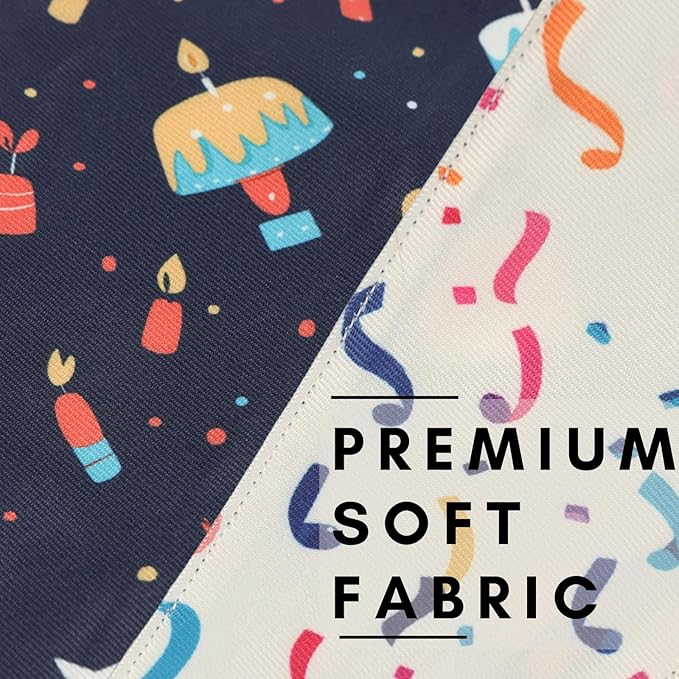 Birthday Dog Bandana for Medium Large Dog, Navy Blue Sprinkle Cake Design, Reversible Soft Breathable Adjustable Scarf Party Outfit Gift Boy Girl Accessory FW3
