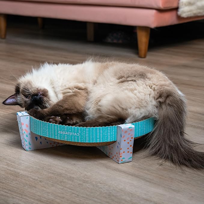 Catstages Scratch, Snuggle & Rest – 2‑in‑1 Indoor Cat Scratcher & Elevated Cat Lounger, Catnip Included