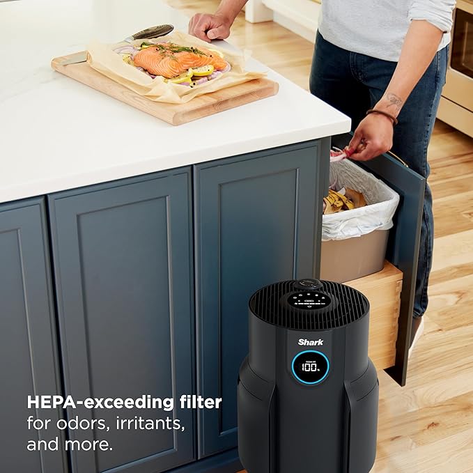 Shark Air Purifier for Home, NeverChange, for Large Room, HEPA-Exceeding Filter, Captures Pollutants, Pet Dander, Dust, Odor, Smoke, and More, Odor Neutralizer, HP152, Charcoal