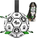 QDAN Dog Toys Extra Large Soccer Ball with Straps, Tug Toy, Water Toy, Durable Dogs Balls World Cup for Large（9 Inch）