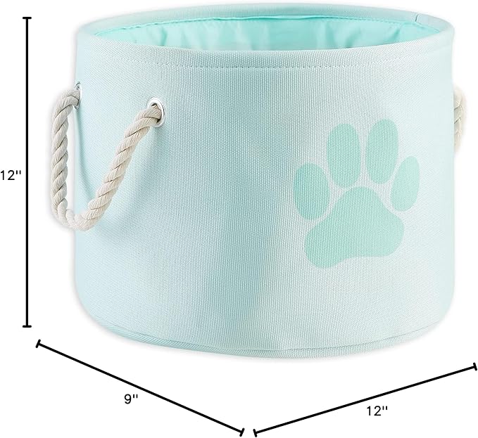 Bone Dry Pet Storage Collection Collapsible Bin, Small Round, Aqua