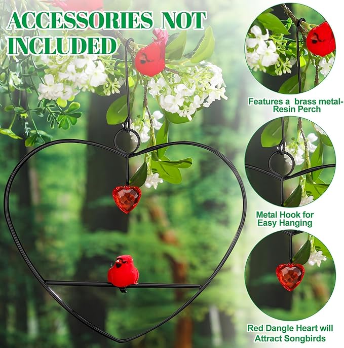 LemonRoad Hummingbird Swing, Tweet Heart Birdie Swing, Copper Hummingbird Perch Metal Frame for Wild Finches & Orioles Bird Outdoors Indoor Trunk Lawn Patio Garden (Black)