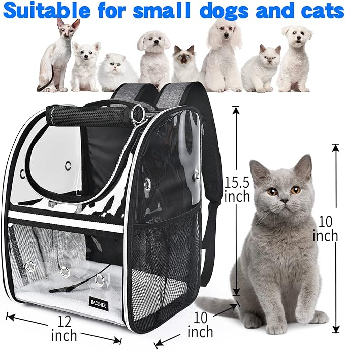 BAGLHER Cat Carrier Backpack, Airline Approved Pet Travel Carrier with Fleece Pad for Puppy and Small Animals