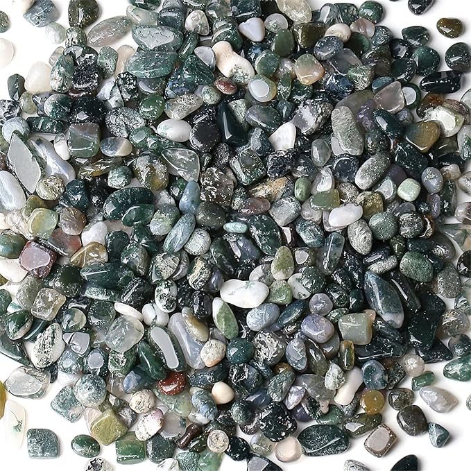 1lb Aquatic Agate Aquarium Gravel Rocks Natural Tumbled Healing Crystal Chips Bulk Gemstones Crushed Stones for Fountain Vase Filler Planters Decorative Fish Tank Potted Reiki Energy Balancing