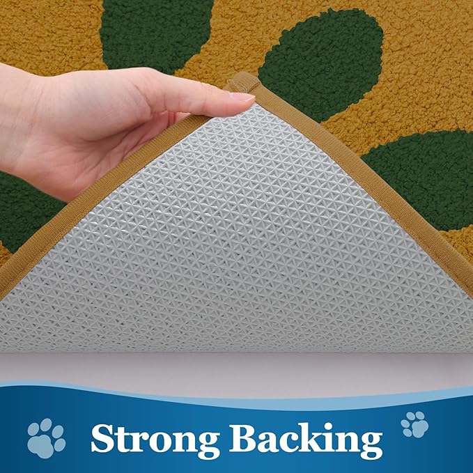 Buganda Dog Door Mat for Muddy Paws, Absorbent Dirt Trapper Washable Indoor Doormats, Non Slip Low-Profile Mud Mat for Dogs, Front Entrance Doormat for Inside Floor (30x20 Inches, Yellow and Green)