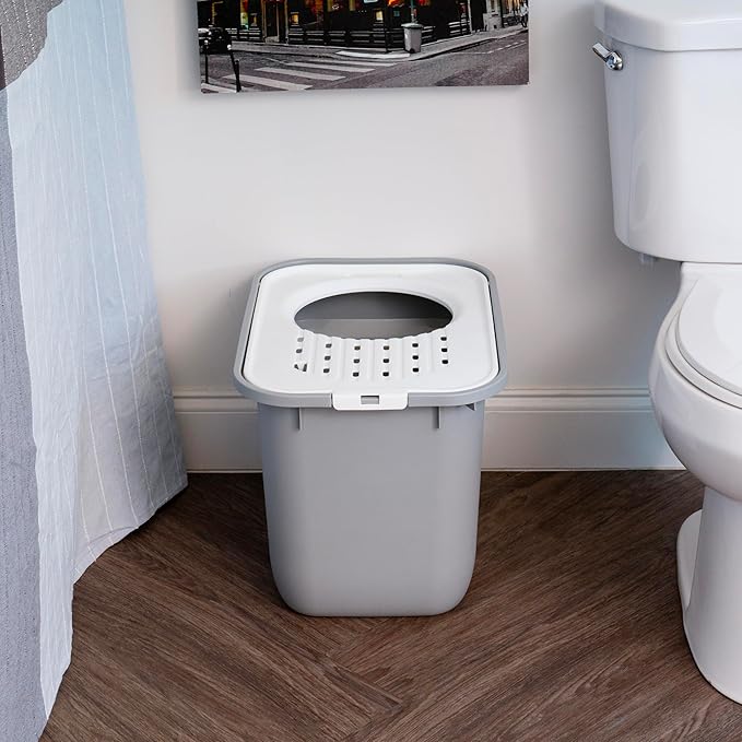 IRIS USA Cat Litter Box, Large Cat Box Enclosure, Top Entry with Litter Catching Lid, Enclosed, Gray/White