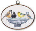 DILSJ Bird Oval Wall Art Decor, Country Bird Bath Canvas Wall Art Framed, Rustic Watercolor Birds Hanging Decorations for Bathroom Washroom Restroom Toilet, 8.5x11 Inch