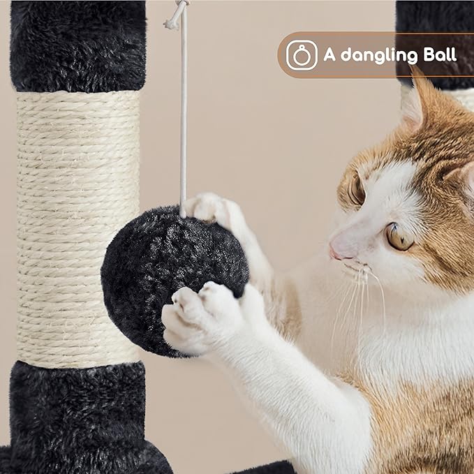 Yaheetech Cat Tree, 42in Cat Tower for Indoor Kittens, Pet Play House with Large Perch & Scratching Posts & Cozy Condo & Scratching Ramp, Kitten Furniture Activity Center, Black