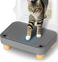Litter Box Step, Litter Box Ramp/Catcher with Wooden Base, Anti-Tracking & Easy to Clean, Ideal for Small & Elderly Cats (Dark Gray)