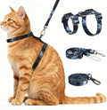 Cat Harness and Leash Set, 3-in-1 Escape Proof Adjustable, Comfortable Soft Lightweight, Safe, Easy to Wear, Walking Travel Kitten Harness for Small Medium Large Cats （Black