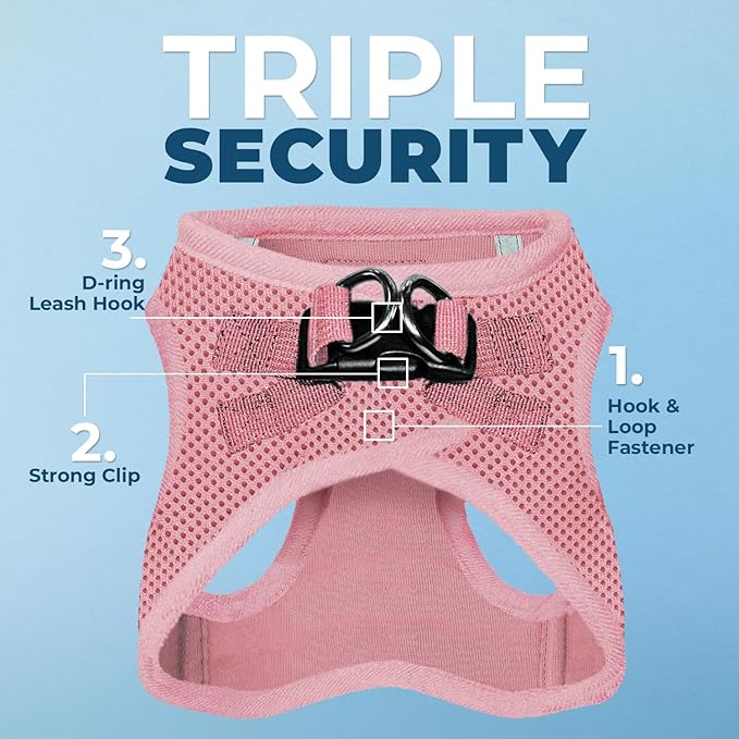 Best Pet Supplies Voyager Step-in Air Harness - All Weather Mesh, Reflective, No Pull Harness for Dogs, Cats - Secure with Hook & Loop Fastener, Buckle, Double D-Rings - Pink, M