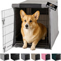 GORILLA GRIP Dog Crate Covers Compatible with Amazon Basics Dog Crates, All Sides Open, Privacy Cover Fits 30" Wire Kennel, Breathable Mesh Windows, Light Reducing Puppy Training Cage Topper, Gray