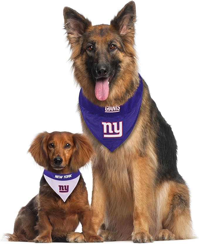 Pets First NFL New York Giants Reversible Bandana Size XX-Large for Dogs & Cats. 2 Sided Sports Bandana, Premium Embroidery Team Logo, Many NFL Teams Available
