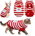 Cat Dog Christmas Sweater Pet Winter Warm Coat Pajamas Small Dog Sweaters Christmas Santa Sweater for Large Cats Small Dogs (Santa, L)