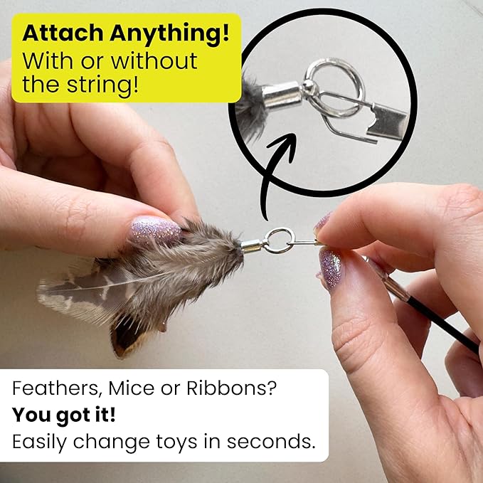 Forever Stick 2-Pack - The Unbreakable Cat Toy Wand, Extra Long Durable Interactive Cat Toy for Indoor Cats, Feather Kitten Toys for Bored Indoor Adult Cats, Bird Teaser Cat Accessories