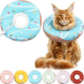 Cat Cone Collar Soft, Waterproof Cat Recovery Collars Spay Cones to Stop Licking Cute Donut E Collar After Surgery Anti-Lick Wound Healing Safety Elizabethan Collar for Kittens (Donut Blue, Large)