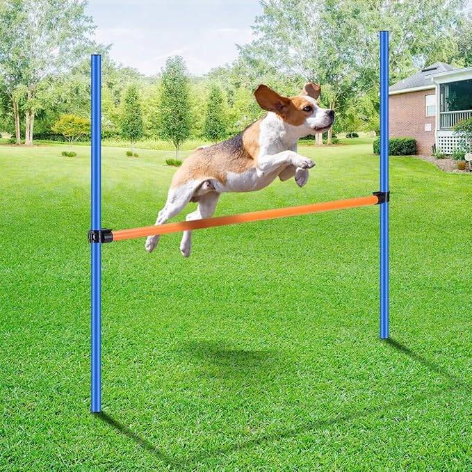 PAWISE Dog Agility Training Equipment, Pet Training Hurdles & Weave Poles Set with Adjustable Jump Bar, Outdoor Dogg Obstacle Course for Backyard Exercise, Portable Dog Agility Kit with Carry Bag