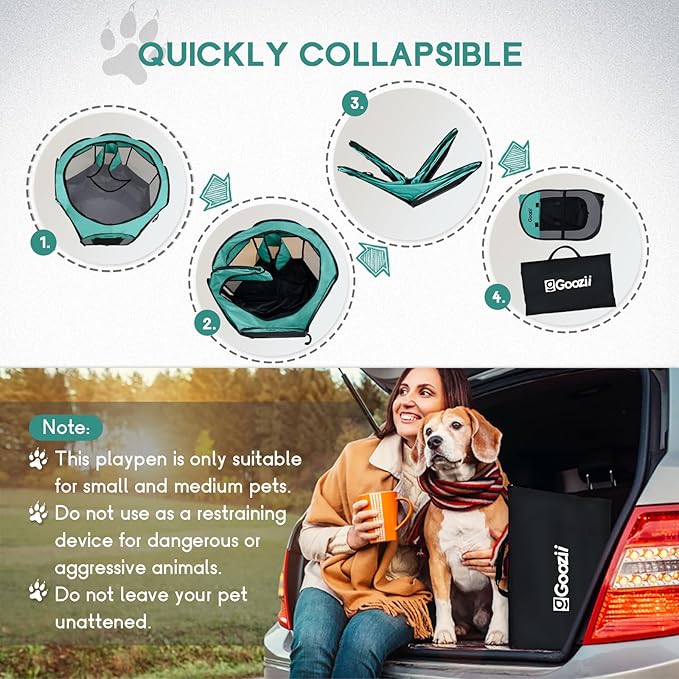Pet Cat Playpen for Indoor Cats Enclosed, Puppy Dog Play Pen for Outdoor Travel Camping (Small Size, Green & Dark Grey)