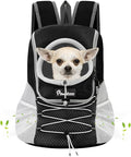 Pawaboo Pet Dog Carrier Backpack, Puppy Dog Travel Front Carrier for Small Medium Dogs Cats, Adjustable Breathable Dog Carrying Backpack with Safety Strips for Hiking, Walking (Black S Up to 5 lbs)