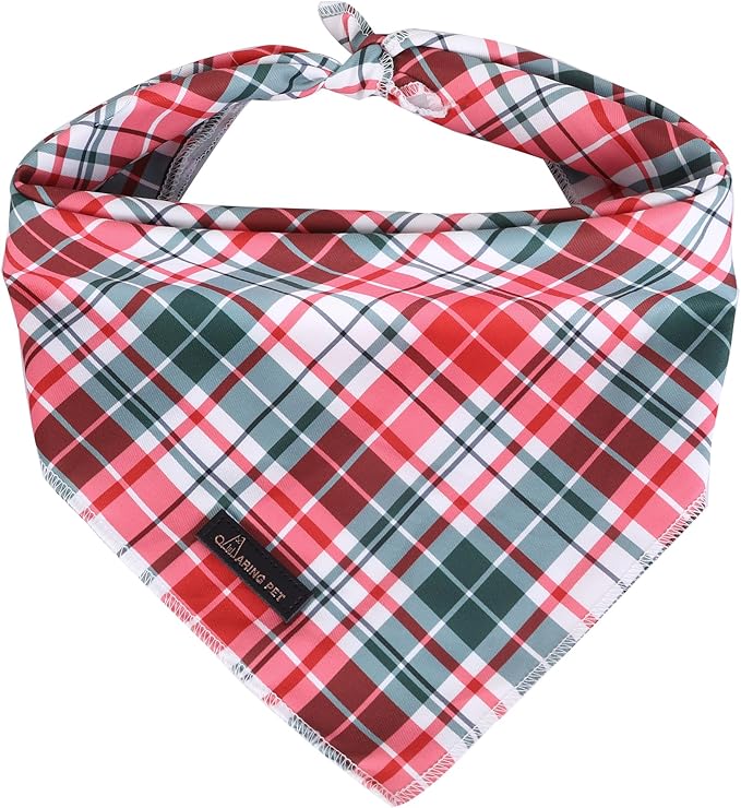 ARING PET Christmas Dog Bandanas, Red Green Pink Holiday Pet Bandana Scarf Triangle Bibs for Puppy Small Medium Large Boy Girl Dogs Cats-L