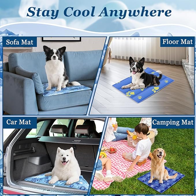 Cooling Mat for Dogs - 2025 Upgrade 35.4"x23.6" Pet Cool Mats for Dogs/Cats, Washable Non-Slip Cooling Pet Mat for Summer, Portable Ice Mat for Dogs/Cats