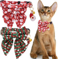 Faygarsle 2 Pack Christmas Cat Collar Cute Holiday Cat Collar with Bow tie Breakaway Red Green Winter Collar for Boy and Girl Cats Female Male Cat Christmas Collar