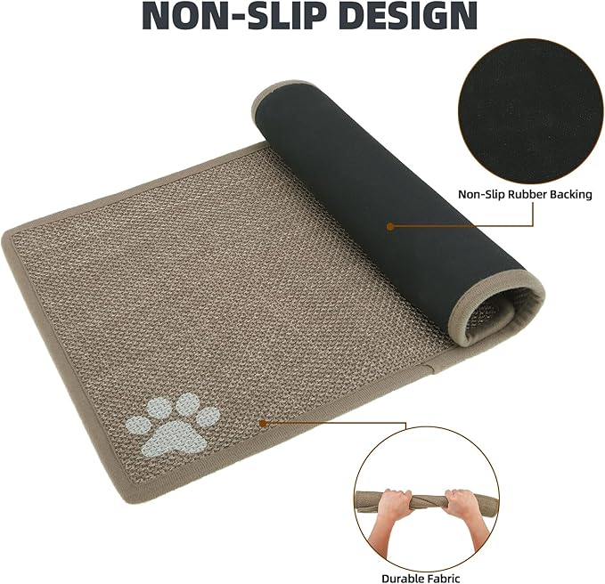 PUPTECK Dog Food Mat, Absorbent Pet Cat Feeding Mat for Food and Water Bowls, Anti-Slip Dog Placemat for Floors Waterproof, Pet Supplies Accessories, Khaki M