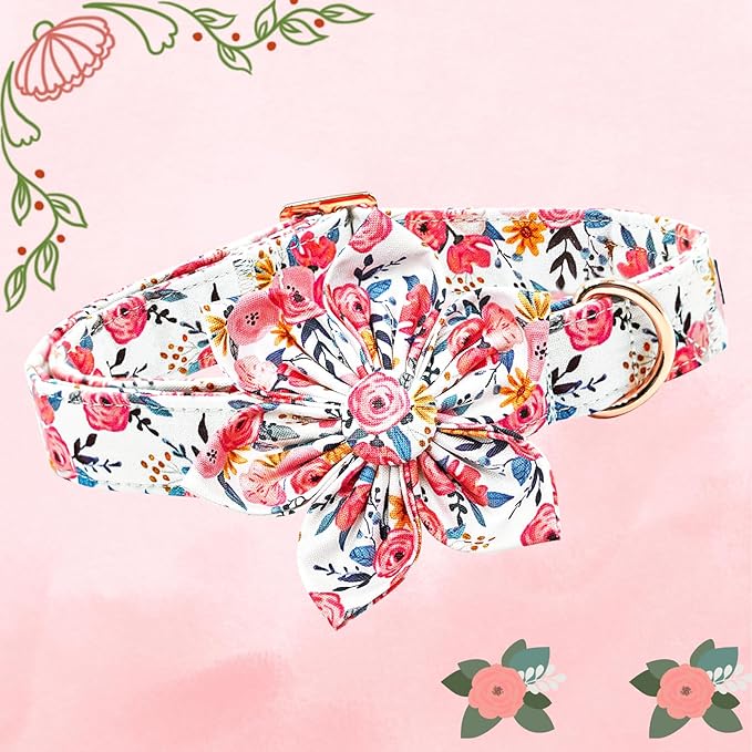 Lionheart Glory Floral Dog Collar - Soft, Durable & Adjustable for Small Dogs