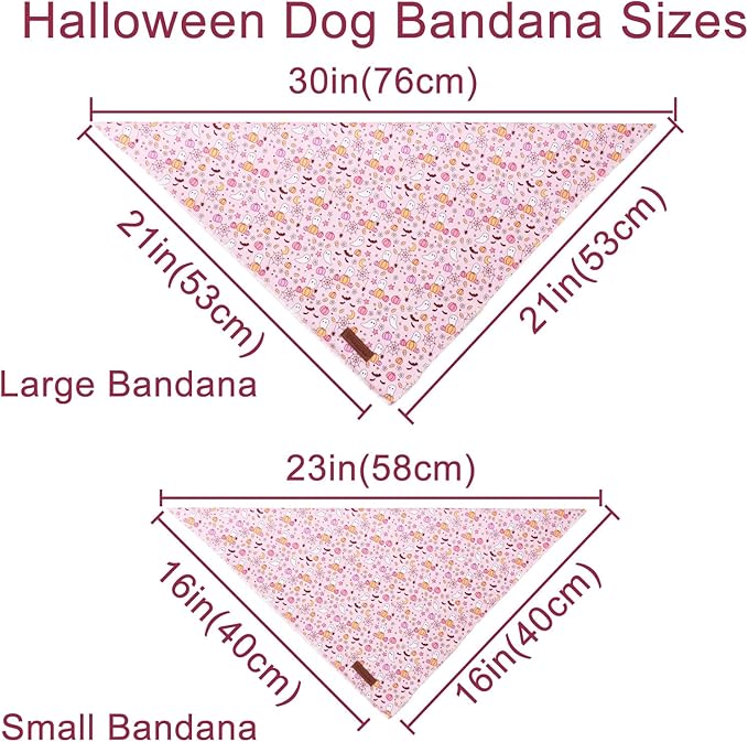Halloween Pumpkin Dog Bandana, Halloween Triangle Bid Scarf with Pumpkin,Ghost,Bat Pattern, Cotton Pet Kerchief for Girl Boy Dogs or Cats, Cute Puppy Bandana Fancy for Dogs