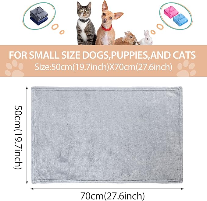 8 Pieces Pet Blanket Soft Fleece Warm Sleep Mat for Dogs Cats Reversible Washable Blanket Fluffy Cute pet Supplies for Small Medium Large Puppy Kitten, 19.7X 27.6 Inches, 8 Colors