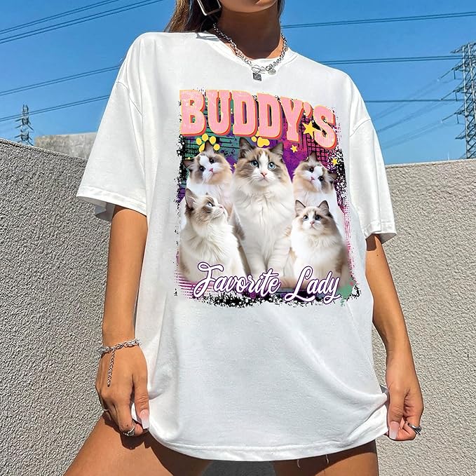 H-DEWALL Custom Shirts Custom Bootleg Rap Shirt for Him Custom Face Shirt with Photo Pet Custom Tees Gift for Dog Cat Lover
