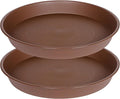 2 Pack of 14 inch Plant Saucer, Heavy Duty Round Plant Trays for Pots, Plastic Plant Water Tray, Bird Bath Bowls, Plant Saucers for Indoors, Pot Drip Trays for Planter 12-14" (14", Chocolate)