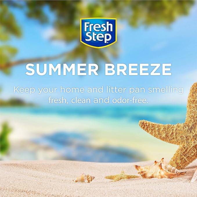 Fresh Step Cat Litter Crystals Deodorizer, Non Toxic Odor Neutralizing Crystals for Litter Boxes that Help Control Smells and Keep Home Areas Fresh, Summer Breeze Scent, 15 Ounce