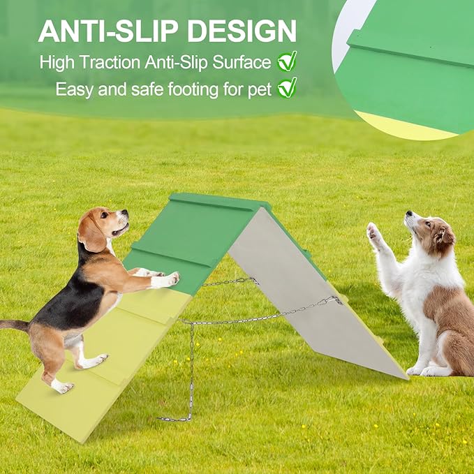 Dogs Agility A-Frame 74.8 x 18.9 Inch Dog Agility Equipment A-Frame Agility Training Equipment Dog Non-Slip Agility Course Equipment for Dogs Jumping Outdoor Dog Pet Ramp Climbing Playground