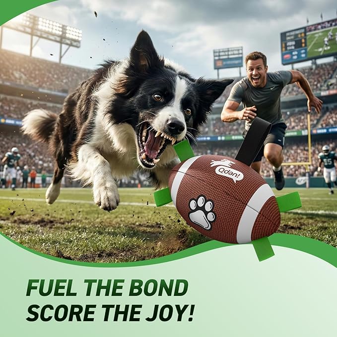 QDAN Dog Soccer Ball Football Set - 2 PCS Dog Balls with Strap for Tug of War, Soccer Ball Football Toys for Small Medium Large Dogs, Herding Ball for Dogs, Dog Birthday Toy