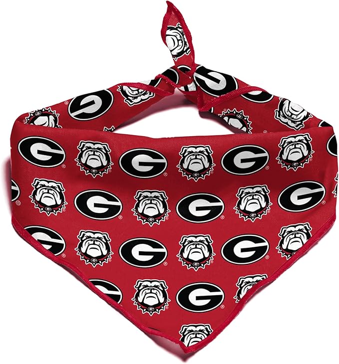 Georgia Bulldogs Officially Licensed Bandana for Dogs and Cats | Fits Pets Great Gift Idea | Easy-to-Tie (Small, 13")