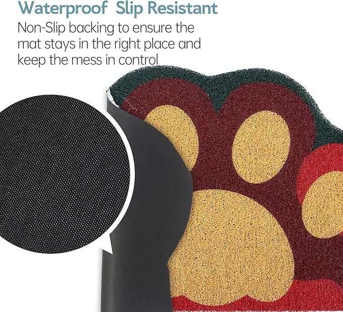 Cute Cat Litter Mat 24”x16”, Litter Box Mat, Litter Trapping Mat, Soft on Kitty Paws, Easy Clean, Anti Slip, Pet Accessories, Door Floor mats - Red Green60*40