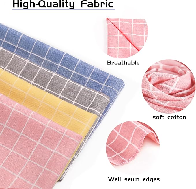 4PCS Spring Dog Bandanas Cat Birthday Cute Soft Cotton Puppy Scarfs Washable Daily Handkerchief Pink Yellow Blue Grey Comfortable Gifts, Adjustable Accessories for Small Medium Large Girl Boy Pup Pet