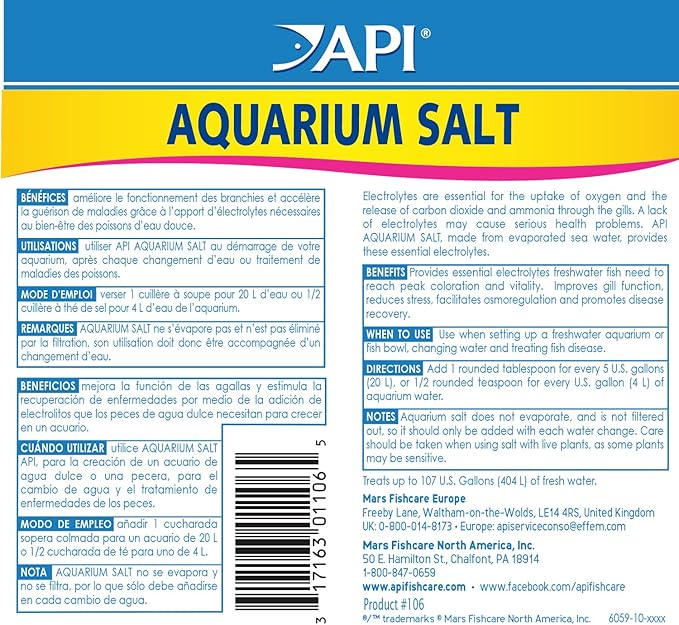 API Aquarium Starter Bundle Pack: One (1) API QUICK START 16 oz., one (1) API STRESS COAT 16 oz., one (1) API AQUARIUM SALT 16 oz.