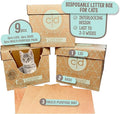 Leakproof Disposable Cat Litter Box 3 Pack (9 pcs) Top/Low Entry INCLUDES- 3 lids, 3 bases and 3 multipurpose pads - Open or Closed, 17"L x 17"W x 15.25"H. Xtra Large Woman Owned Made in USA Patented